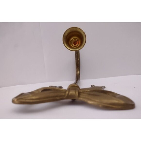 Brass Sconce Candle Holder Vintage Bow Wall Mount Taper 7-3/8" - Picture 5 of 5